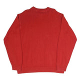 TOMMY HILFIGER Mens Red Plain Cotton Blend Jumper Crew Neck Basic Knit L