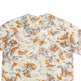 Womens Cream & Orange Abstract Print Cotton Blend Shirt L Relaxed Fit Casual