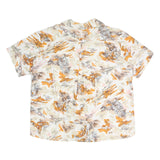 Womens Cream & Orange Abstract Print Cotton Blend Shirt L Relaxed Fit Casual