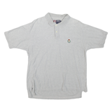 CHAPS Mens Grey Polo Shirt M Cotton Blend Short Sleeve Embroidered Crest