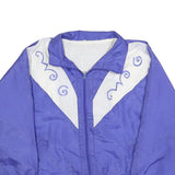 Womens Purple & White Retro Nylon Zip Jacket M Plain Lightweight Casual