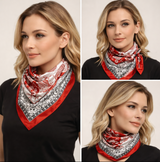 Anyyou Fashion Premium Satin Square Scarf – Classic Wine Red Silk-Feel Neckwrap for Women