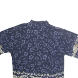 Mens Navy Blue Cotton Hawaiian Shirt L Floral Print Button Front Casual