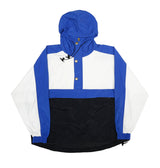 LUNA PIER Mens Blue & White Outdoor Nylon Woven Hooded Jacket XL Colourblock