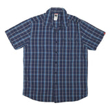 THE NORTH FACE Mens Blue Check Shirt L Cotton Blend Short Sleeve Casual