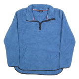 TOMMY HILFIGER Womens Blue Fleece Pullover Plain Crew Neck Basic Knit L Casual