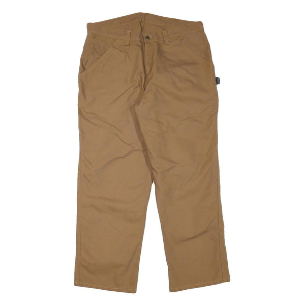 WESTEX Mens Cotton Blend Brown Relaxed Straight Trousers W35 L29 Workwear