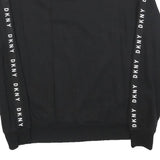 DKNY Womens Black Sweatshirt Crew Neck M Logo Tape Shoulder Stripe Casual