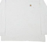 CARHARTT Mens White Crew Neck Long Sleeve 2XL Logo Pocket Plain Cotton Blend