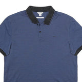 CALVIN KLEIN Mens Blue & Black Short Sleeve Striped Polo Shirt M Cotton Luxury