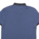 CALVIN KLEIN Mens Blue & Black Short Sleeve Striped Polo Shirt M Cotton Luxury