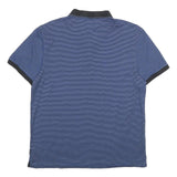 CALVIN KLEIN Mens Blue & Black Short Sleeve Striped Polo Shirt M Cotton Luxury