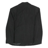 Womens Black Pinstripe Button Jacket M Polyester Blend Classic Formal Wear