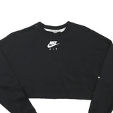 NIKE Womens Black Crop Sweatshirt XS Nike Air Printed Logo Crew Neck Long Sleeve