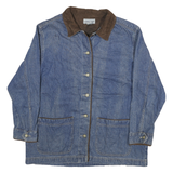 CABIN CREEK Womens Blue & Brown Cotton Denim Jacket L Button Closure Casual
