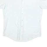 Mens White Plain Short Sleeve Button Shirt L Polyester Blend Casual Smart