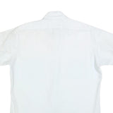 Mens White Plain Short Sleeve Button Shirt L Polyester Blend Casual Smart
