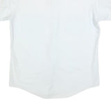 Mens White Plain Short Sleeve Button Shirt L Polyester Blend Casual Smart