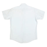 Mens White Plain Short Sleeve Button Shirt L Polyester Blend Casual Smart
