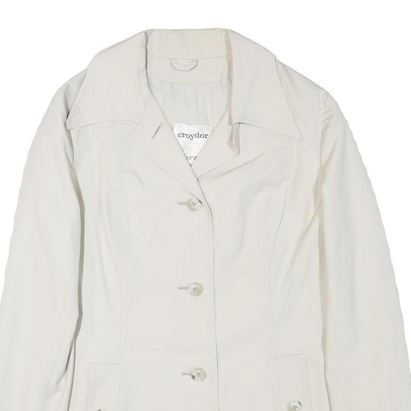 CROYDOR Womens White Jacket S Cotton Blend Button Casual Classic Tailored