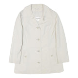 CROYDOR Womens White Jacket S Cotton Blend Button Casual Classic Tailored