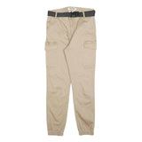 TALLY WEIJL Womens Cotton Blend Beige Slim Cargo Trousers W28 L28 Belted