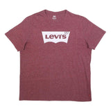 LEVI'S Mens Maroon Graphic T-Shirt XL Short Sleeve Crew Neck Cotton Blend