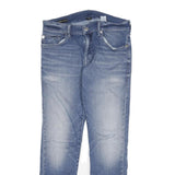 ROCCO Mens Slim Blue Denim Slim Fit Zip W32 L29 Casual Stretch Jeans