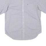 NAUTICA Mens Blue & Brown Checked Short Sleeve Shirt L Cotton Blend Casual