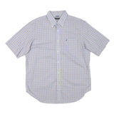NAUTICA Mens Blue & Brown Checked Short Sleeve Shirt L Cotton Blend Casual