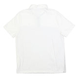 CALVIN KLEIN Mens White & Grey Striped Short Sleeve Polo Shirt L Casual Cotton