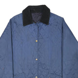 BARBOUR Womens Blue Quilted Jacket M Polyester Blend Button Closure Classic