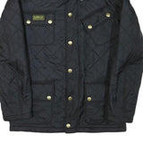 BARBOUR INTERNATIONAL Mens Black Quilted Jacket S Polyester Blend Button Closure