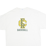 Mens White Baseball Graphic T-Shirt XL Short Sleeve Crew Neck Cotton Blend