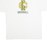 Mens White Baseball Graphic T-Shirt XL Short Sleeve Crew Neck Cotton Blend