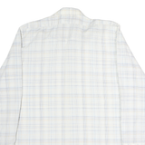 LUTTEURS Mens White & Blue Check Shirt M Cotton Long Sleeve Button Casual