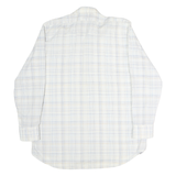 LUTTEURS Mens White & Blue Check Shirt M Cotton Long Sleeve Button Casual