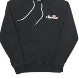 ELLESSE Womens Black Hoodie UK 10 Cotton Blend Pullover Sweatshirt Logo