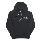 ELLESSE Womens Black Hoodie UK 10 Cotton Blend Pullover Sweatshirt Logo