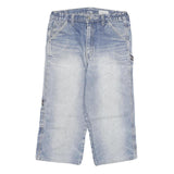 Mens Light Blue Denim Shorts Blast Brothers M W28 Cargo Style Logo Printed