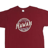 GILDAN Mens Red Hawaiian Graphic T-Shirt L Short Sleeve Crew Neck Casual Cotton