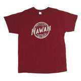 GILDAN Mens Red Hawaiian Graphic T-Shirt L Short Sleeve Crew Neck Casual Cotton