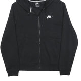 NIKE Mens Black Zip Hoodie L Cotton Blend Casual Sportswear