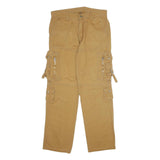 Mens Cotton Regular Fit Beige Cargo Trousers W34 L32 Utility Pockets Zip