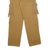 Mens Cotton Regular Fit Beige Cargo Trousers W34 L32 Utility Pockets Zip