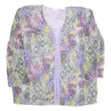 SUZANNA Womens Pastel Multi Coloured Printed Blouse Long Sleeve Round Neck L