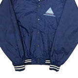 HACK SPORT Mens Blue Nylon Button Jacket L Classic Plain Lightweight Casual