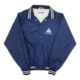 HACK SPORT Mens Blue Nylon Button Jacket L Classic Plain Lightweight Casual