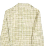 Womens Beige & Green Check Button Jacket S Woven Classic Fit Long Sleeve