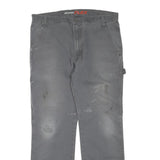 DICKIES Mens Regular Grey Cotton Blend Denim Jeans W38 L32 Workwear Utility Zip